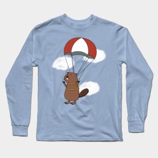 Parachuting Beaver Long Sleeve T-Shirt